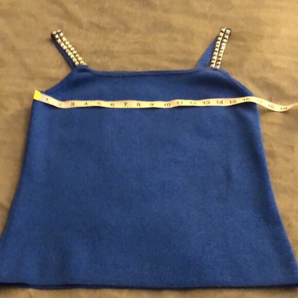 Michelle Antonelli 2pc Blue Sparkle Knit Top Set Woman Size Large Embellished - Picture 12 of 13